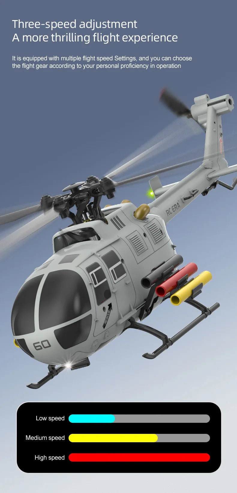 RC ERA C186S Remote Control Helicopter Six-Pass Simulation Brushless Flight Model BO105 Optical Flow Positioning Boy Toy Gift