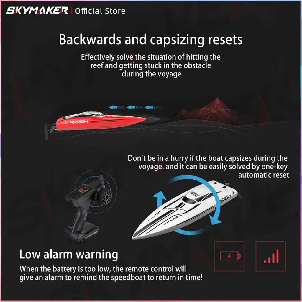 Udirc RC Boat Udi005 50Km/H High Speed Brushless Motor 2.4GHz Remote Control RC Speedboat PvC Electric Boat Toys Gift for Boy