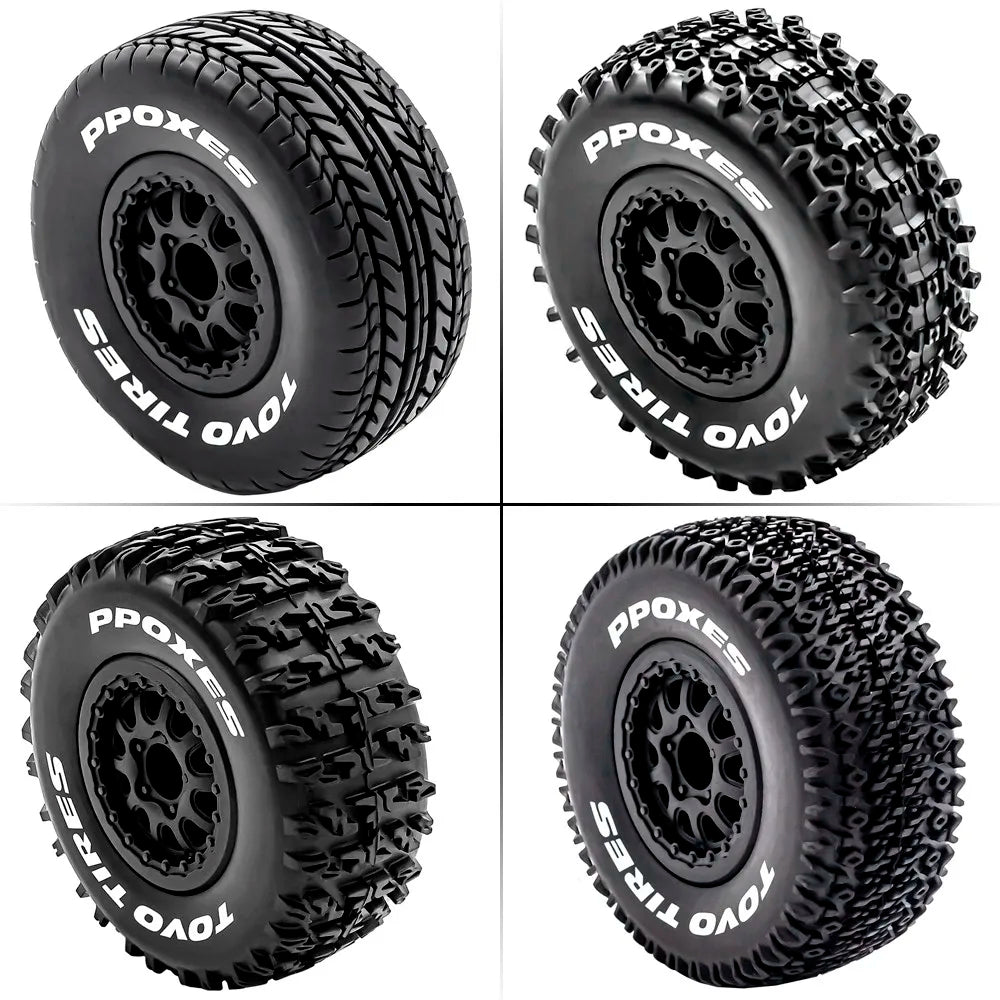 4pcs 112mm 1/10 Short Course Truck Tires Tyre Wheel With 12mm Hex For Slash Arrma Senton HuanQi 727 Vkar 10sc Hpi Rc Car