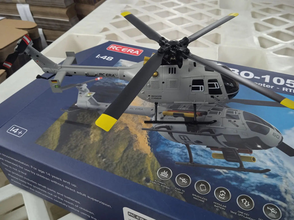 RC ERA C186S Remote Control Helicopter Six-Pass Simulation Brushless Flight Model BO105 Optical Flow Positioning Boy Toy Gift