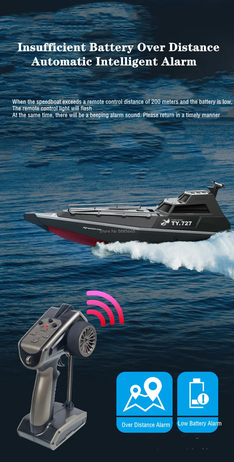 Summer 40KM/H High-Speed RC SpeedBoat Boat Model 200M Waterproof Capsized Reset Low Battery Alarm Electric Remote Control Boat