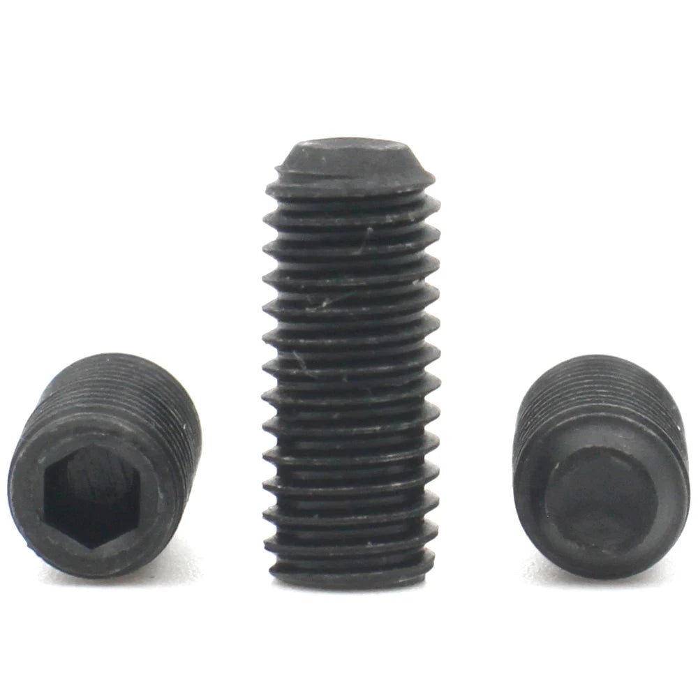 10pcs M2 M2.5 M3 M4 M5 M6 M8 M10 Black Grade12.9 Carbon Steel Hexagon Hex Socket Set Screw Headless Cup Point Set Screw
