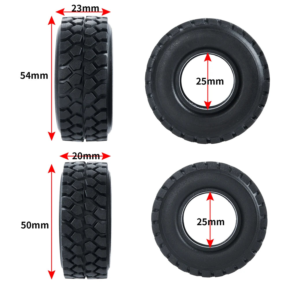 YEAHRUN 4Pcs 1.0inch Soft Rubber Wheel Tires 50/54/58/62/64/65mm for TRX-4M 1/18 Axial SCX24 1/24 RC Crawler Car Upgrade Parts