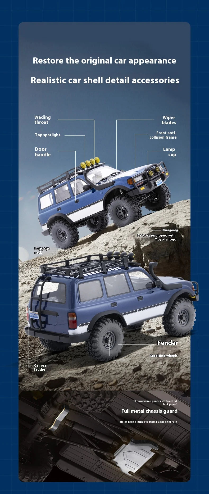 Fms Fcx10 Toyota Land Cruiser 1/10 Lc80 Pro V2 External Rotor Brushless Remote Control Off Road Climbing Vehicle 4wd Dual Speed