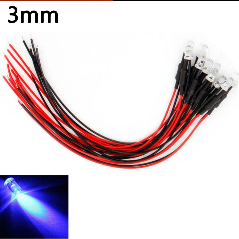 10PCS LED Lights 3mm/5mm 12v for 1/10 RC Crawler Drift Car TRX4 Defender AXIAL SCX10 D90 1/14 Tamiya RC Truck Scania Actros Part