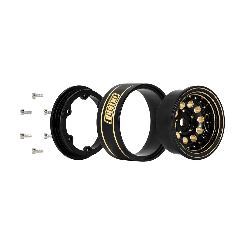 INJORA 39g Black Coating Brass 1.0" Beadlock Wheel Rims for 1/24 1/18 RC Crawler Car Axial SCX24 AX24 TRX4M FCX24 (W1008)