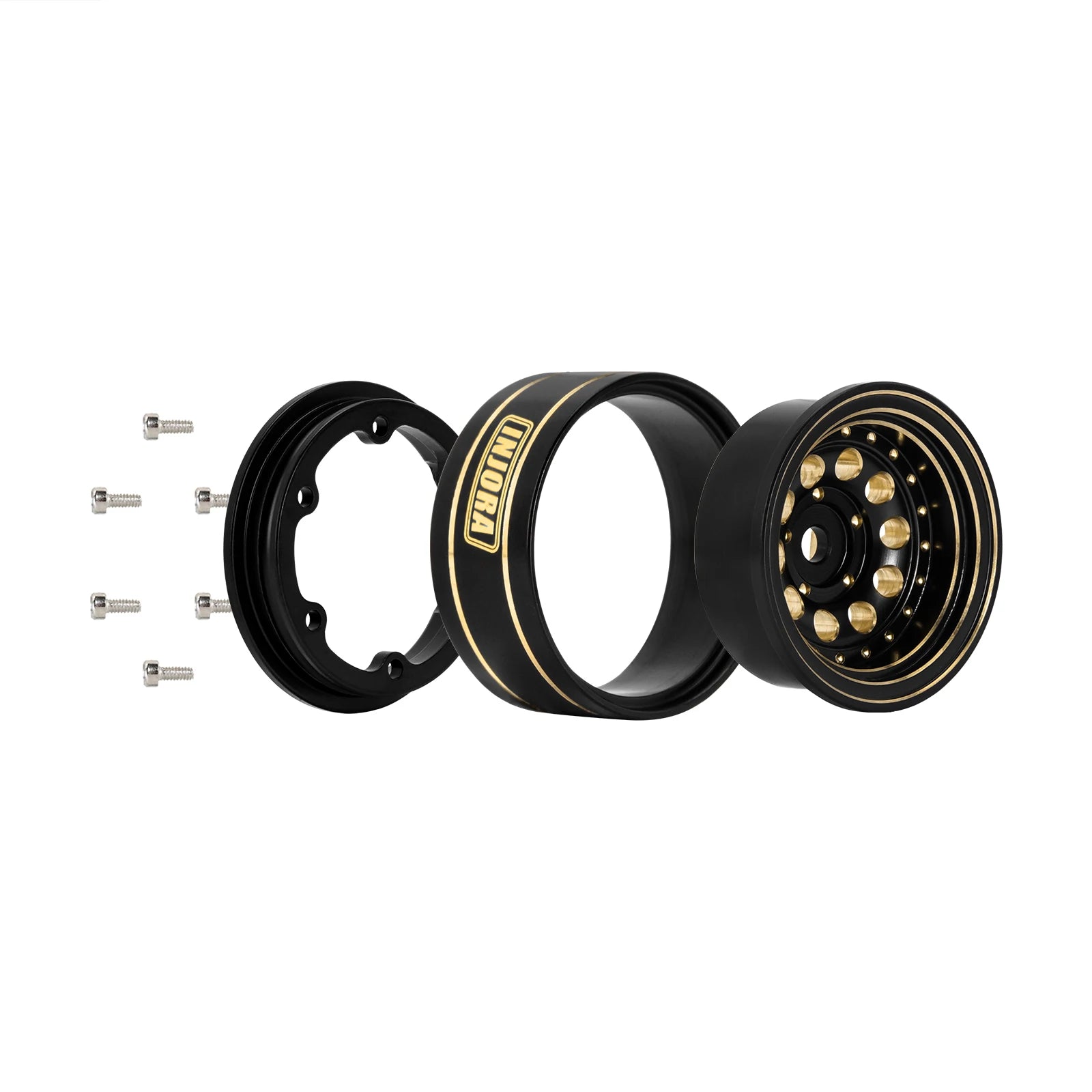 INJORA 39g Black Coating Brass 1.0" Beadlock Wheel Rims for 1/24 1/18 RC Crawler Car Axial SCX24 AX24 TRX4M FCX24 (W1008)