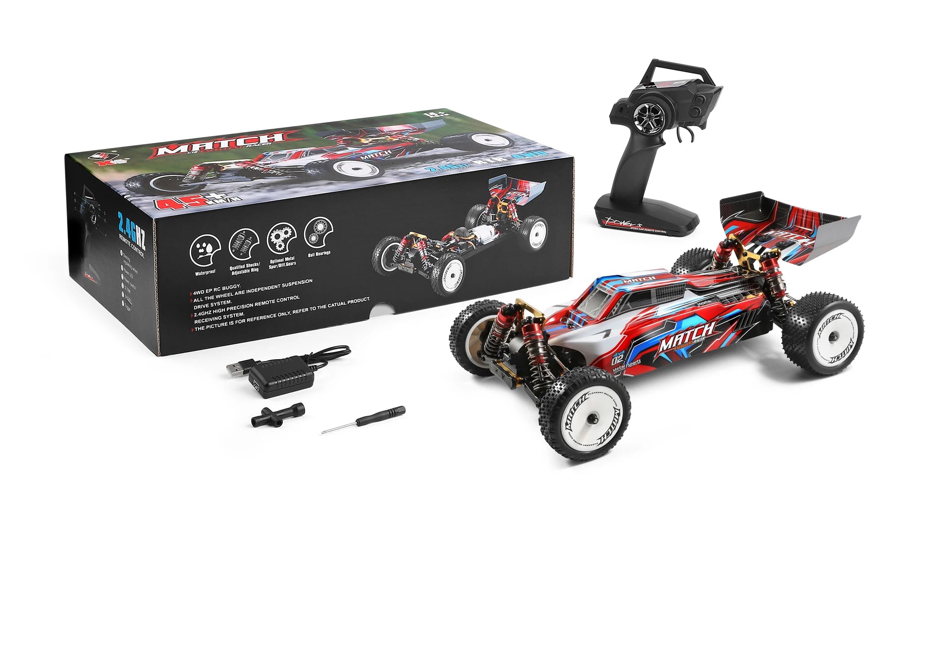 Wltoys 104001 RTR 1/10 4WD RC Car 2.4G Remote Control Racing Car Drift 45km/h High Speed Off-Road Climbing Metal Vehicles Toys