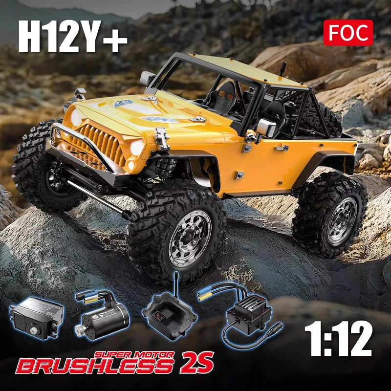 Mjx H12y Pro Rc Car 1/12 Brushless Off-Road Climbing Vehicle Magnetic Quick-Release Aluminum Metal Body Metal Servos Rc Toy