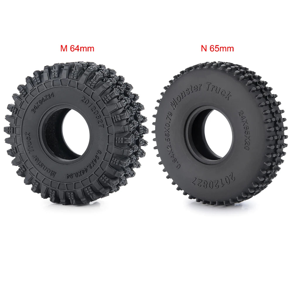 YEAHRUN 4Pcs 1.0inch Soft Rubber Wheel Tires 50/54/58/62/64/65mm for TRX-4M 1/18 Axial SCX24 1/24 RC Crawler Car Upgrade Parts