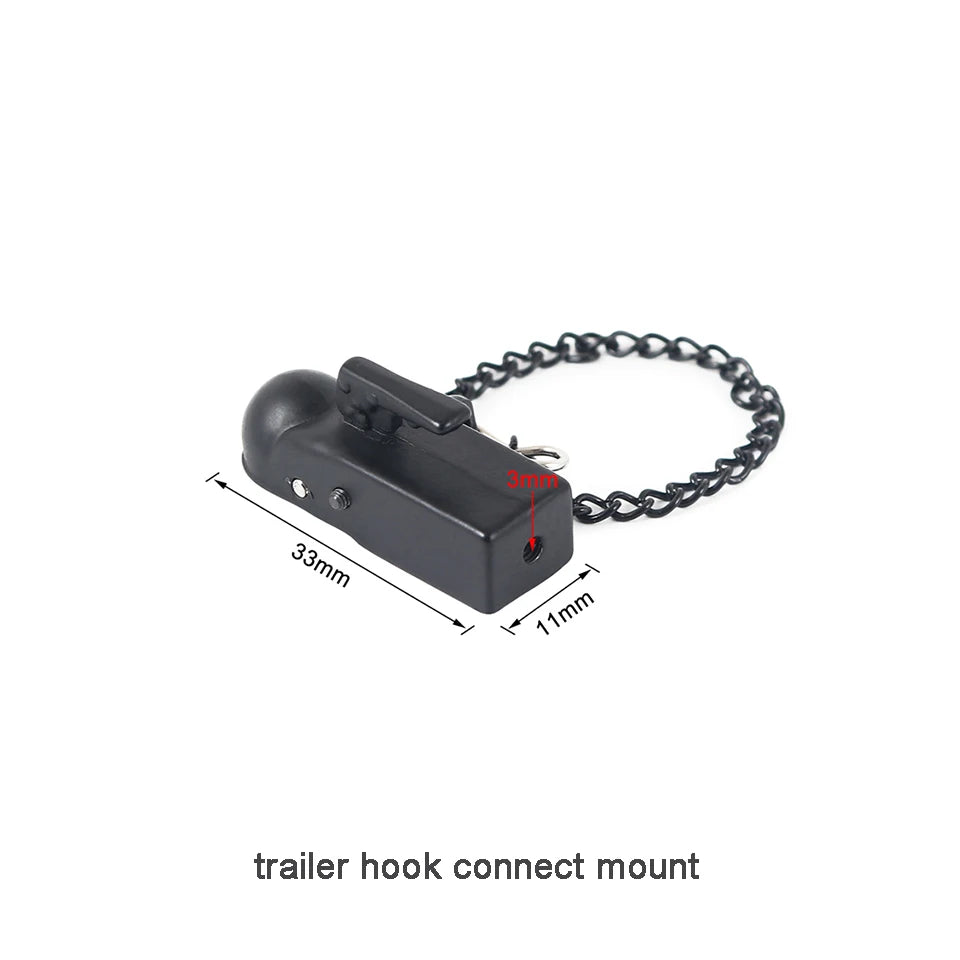 Metal Trailer Head Rescue Tow Hook M3 Hitch Mount for 1/10 RC Crawler TRX4 TRX6 SCX10 90046 D90 Redcat GEN 8 Scout II CC01 TF2