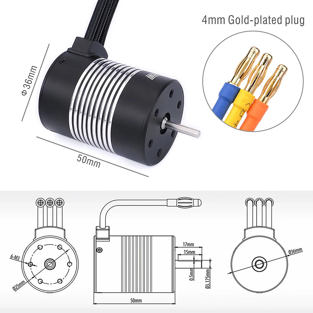Surpass Hobby Rocket 2845 F540 3650 3660 3665 3670 3674 4068 Waterproof Brushless Motor for 1/10 1/12 RC Car Robot WLtoys 12428