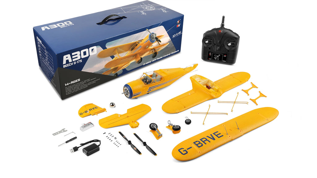 WLtoys XK A300 Beech-D17S RC Plane 4CH Brushless Motor Double Wings Remote Control Airplane 3D6G Aircraft Toys for Kids Adults