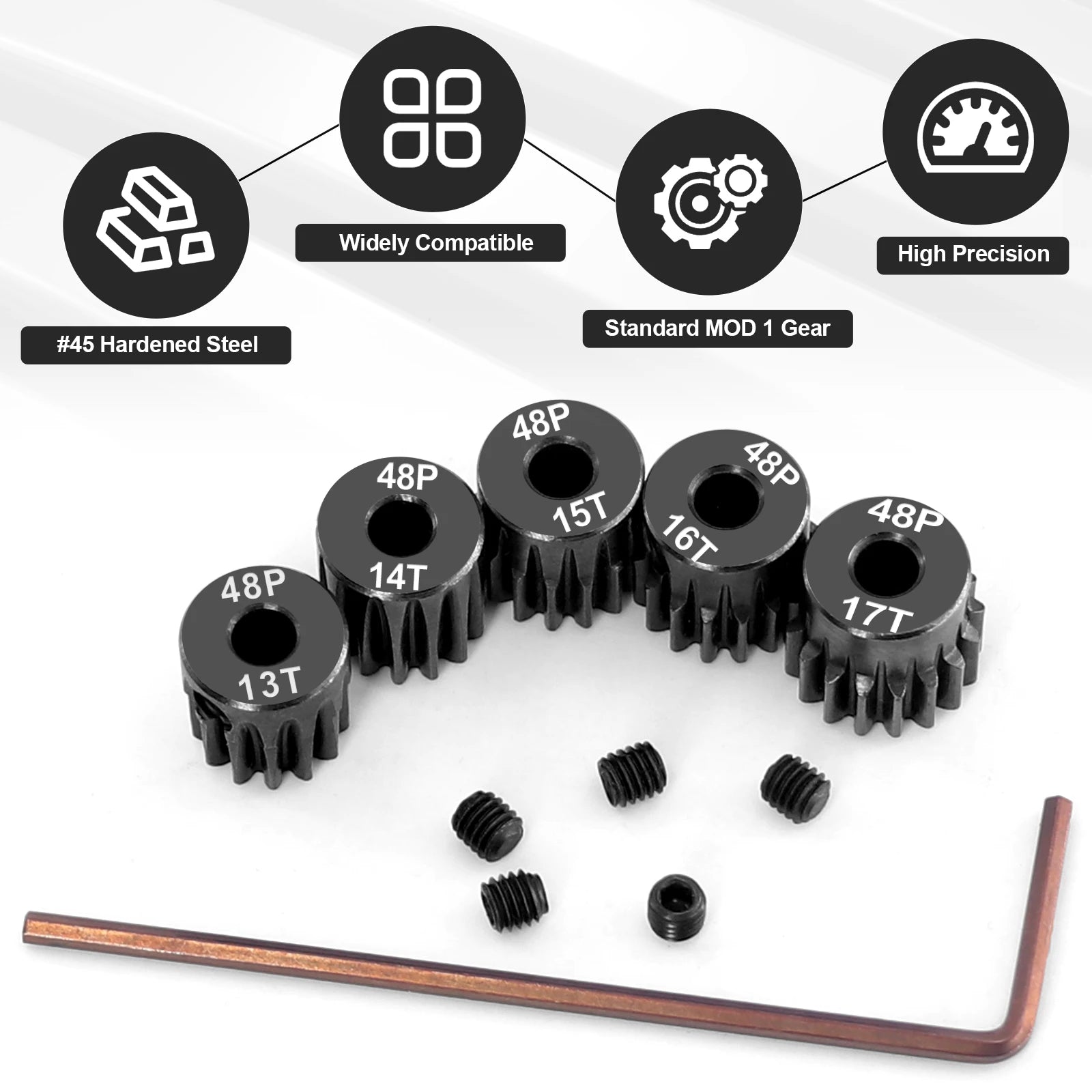 Steel Hardened 48P/32P Pinion Gears 13T 14T 15T 16T 17T 3.175mm Shaft for Traxxas Arrma HSP HPI AXIAL Tamiya Losi 1/10 RC Car