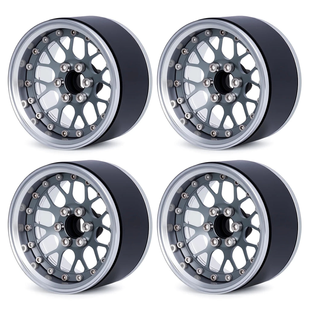 4Pcs Aluminum Alloy 2.2" Beadlock Wheels, Universal Fit for 1/10 RC Crawler Car Axial SCX10 II III & Traxxas TRX4