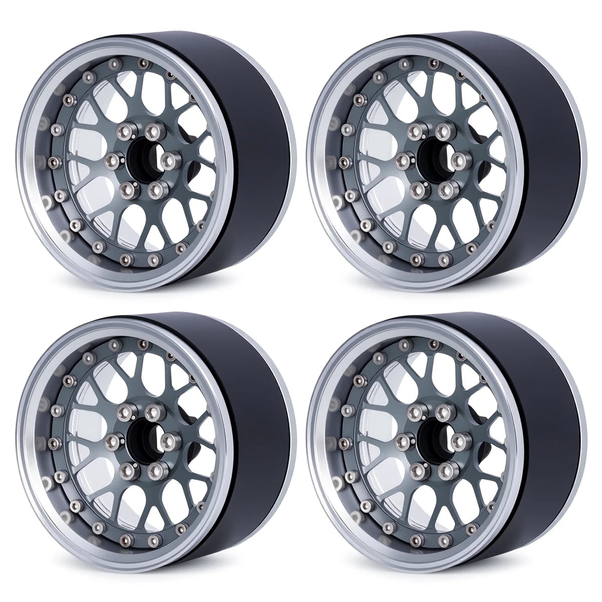 4Pcs Aluminum Alloy 2.2" Beadlock Wheels, Universal Fit for 1/10 RC Crawler Car Axial SCX10 II III & Traxxas TRX4