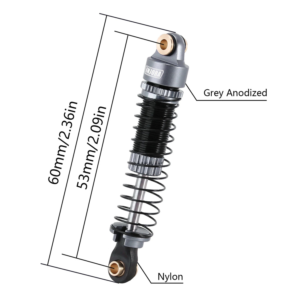 INJORA 53MM 59MM Threaded Shocks for 1/18 Redcat Ascent18 HPI Venture18