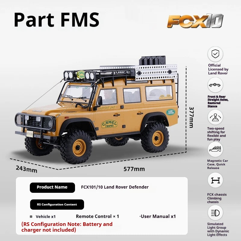 FMS 1/10 FCX10 Camel Cup 4WD RC Car Simulation Electric brushed Two speed Remote Control Climbing Off Road Vehicle Model Gift
