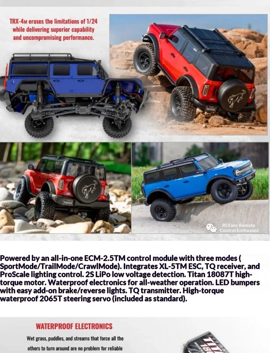 Traxxas TRX4M 1/18 Scale RC Crawler Electric Remote Control Land Rover Defender Bronco Off Road Vehicle Model 97054-1