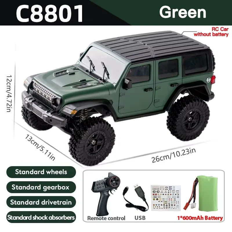 C8801 PRO/ C8801 1/18 RC Car With Light 2.4G 4WD Electric Climbing High-Speed Off-Road Vehicle Remote Control Toys For Kid Adult