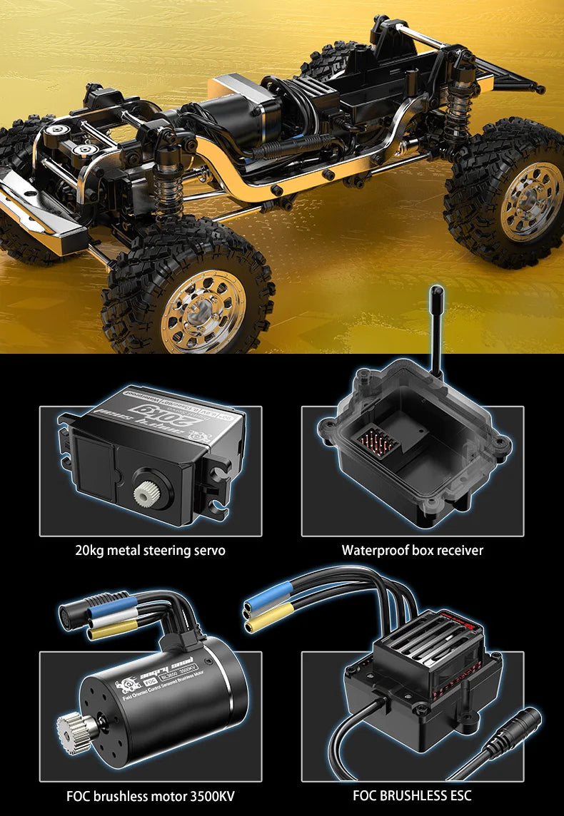 Mjx H12y Pro Rc Car 1/12 Brushless Off-Road Climbing Vehicle Magnetic Quick-Release Aluminum Metal Body Metal Servos Rc Toy
