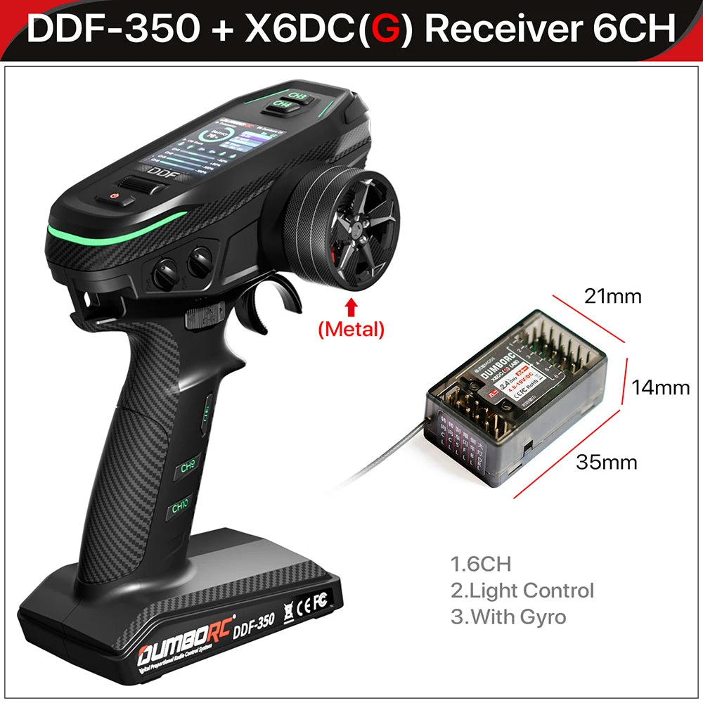 DUMBORC DDF-350 Transmitter with Receiver 2.4G 10CH Digital Radio Remote Controller for RC Car Boat Tank LCD FHSS System