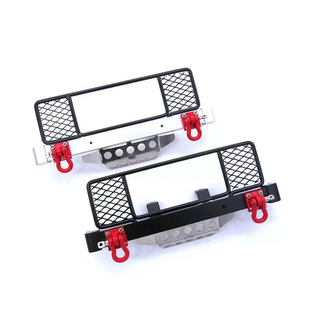Metal Front Bumper with Center Net Protection Armor for MN Model D90 D91 D96 D99S MN99 1/12 RC Car Upgrade Parts,Black