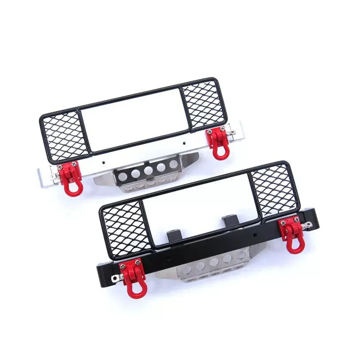 Metal Front Bumper with Center Net Protection Armor for MN Model D90 D91 D96 D99S MN99 1/12 RC Car Upgrade Parts,Black