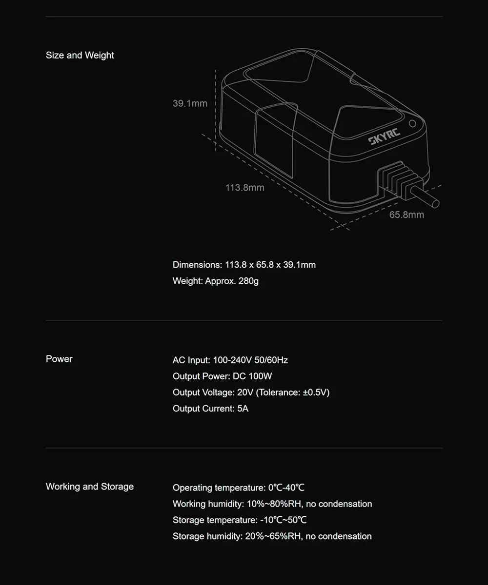 SKYRC B6neo+ Smart Charger High Power DC240W PD126W Multilanguage Balance Charger 600mA XT60/Type-C /PSA100 Power Adapter