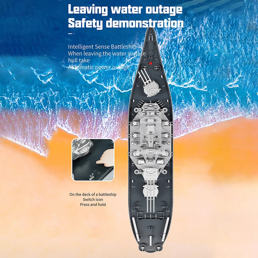 Remote Control Battleship Remote Control Boat 2.4GHz Waterproof Large Size Ship Low Battery Alarm /off Water Power Outage