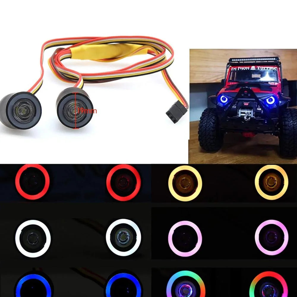 RC LED Light Kit Headlights Angel Eyes with 12 Modes for Traxxas TRX-4 Axial SCX10 RC4WD 1/10 RC Rock Crawler Car Accessories