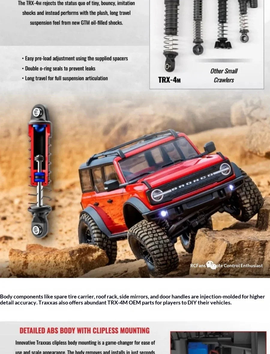Traxxas TRX4M 1/18 Scale RC Crawler Electric Remote Control Land Rover Defender Bronco Off Road Vehicle Model 97054-1