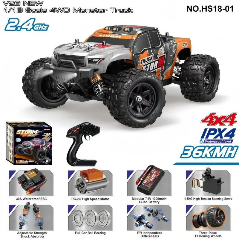 Cool Stuff Toy Car Funny Gift-1:18 High-speed 4WD Rc Truck,Remote Control Car,Climb Off-road Rc Cars,Monster Truck,Toys for Kids