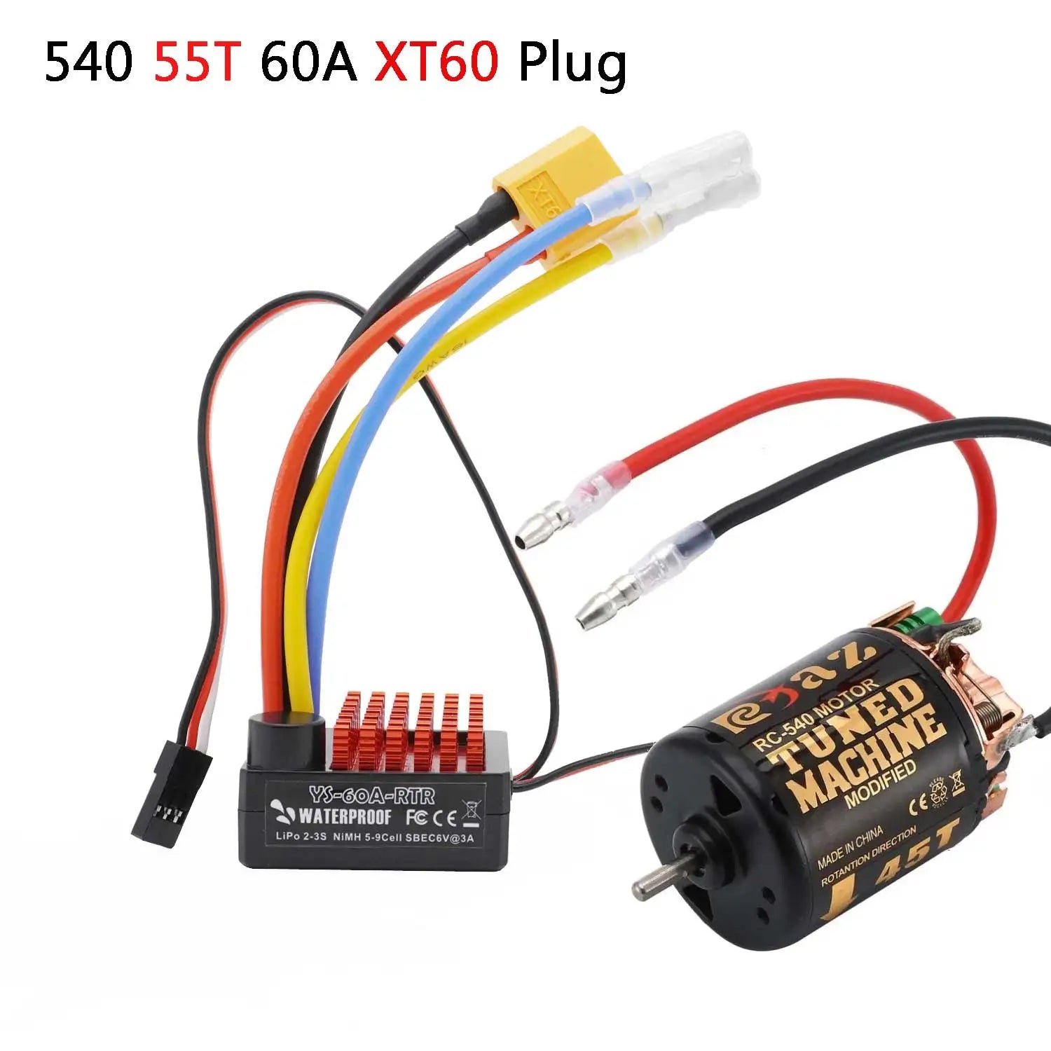 YSIDO 540 Combo Brushed Motor 55T 45T 35T 60A ESC for 1/10 Off-Road Rock Crawler Climbing RC Car Traxxas TRX4 Axial SCX10
