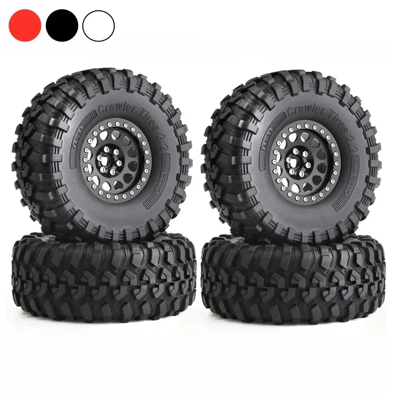 130mm Metal 2.2" Beadlock Wheel Rim Tire Set for 1/10 RC Crawler Car Axial SCX10 Wraith RR10 Capra Traxxas TRX4 YK4082 YK4083