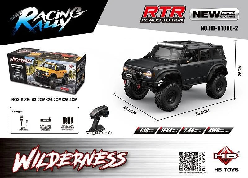 NEW Upgrades 2025 HB R001 Bronco with electric winch 1/10 4WD Remote Control Off-road Vehicle Electric Model RC Climbing