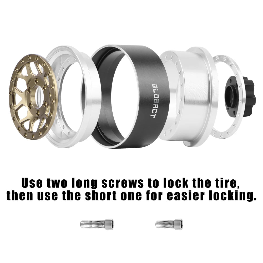 GLOBACT Aluminum 1.9 Beadlock Wheel Rims Adjustable Offsets for TRX4 TRX6 Axial SCX10 Redcat GEN7 GEN8 RC4WD D90 1/10 RC Crawler
