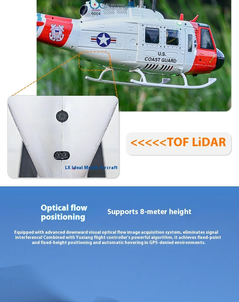 Yuxiang F07s Huey F02s Flying Wolf Armed 1/34 Remote Control Helicopter Gps Positioning Tof Height Control Brushless Motor