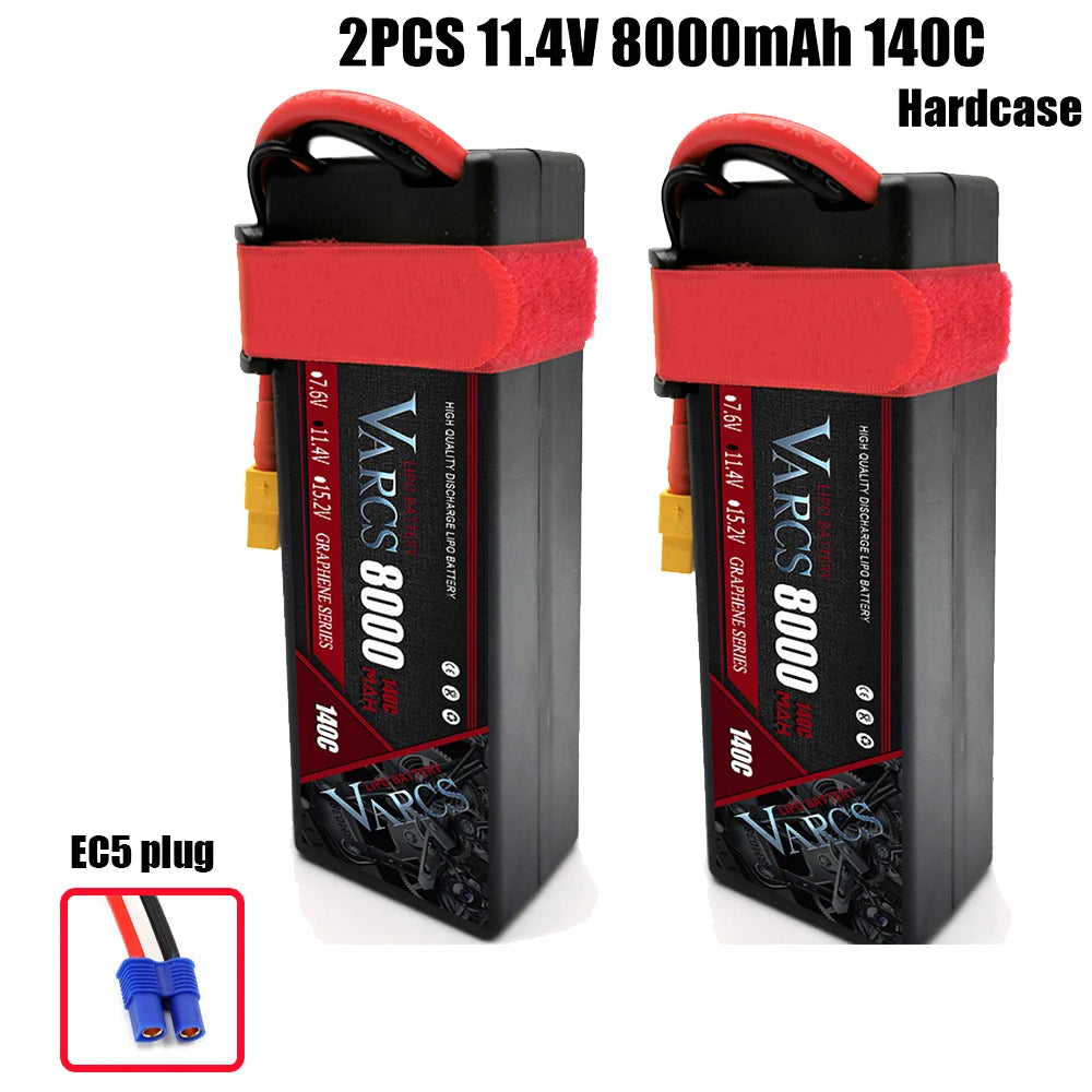 VARCS Lipo 3S 4S Lipo 14.8V 15.2V 11.1V 11.4V Battery 6500mah 7000mah  8400mah 9200mah 10000mah 6200ma 5200mah XT90 EC5 RC Car