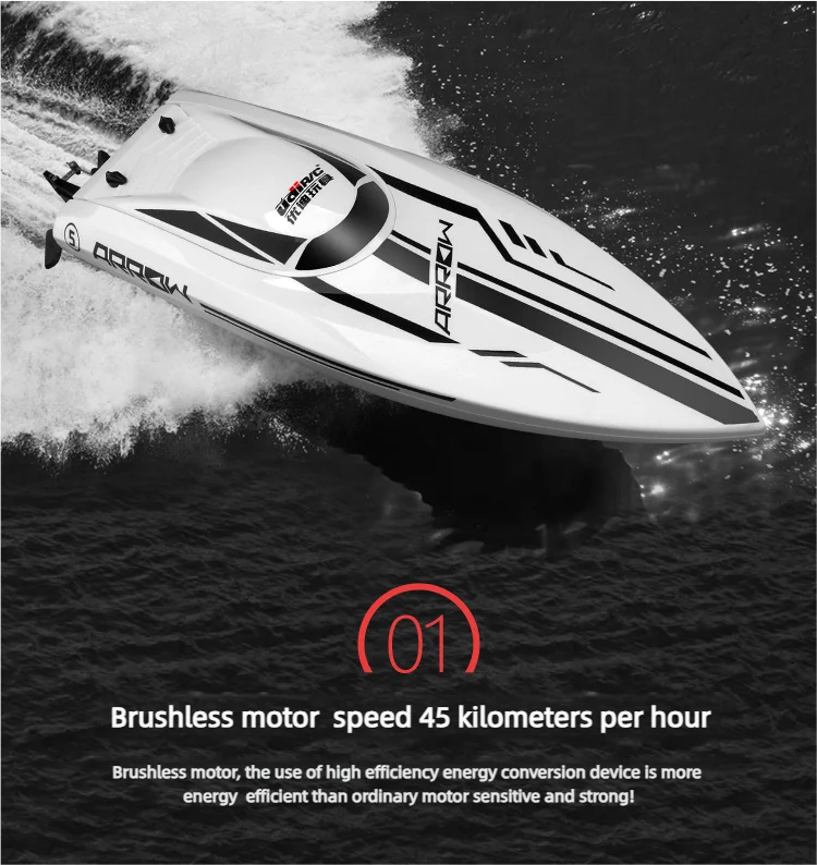Udirc RC Boat Udi005 50Km/H High Speed Brushless Motor 2.4GHz Remote Control RC Speedboat PvC Electric Boat Toys Gift for Boy