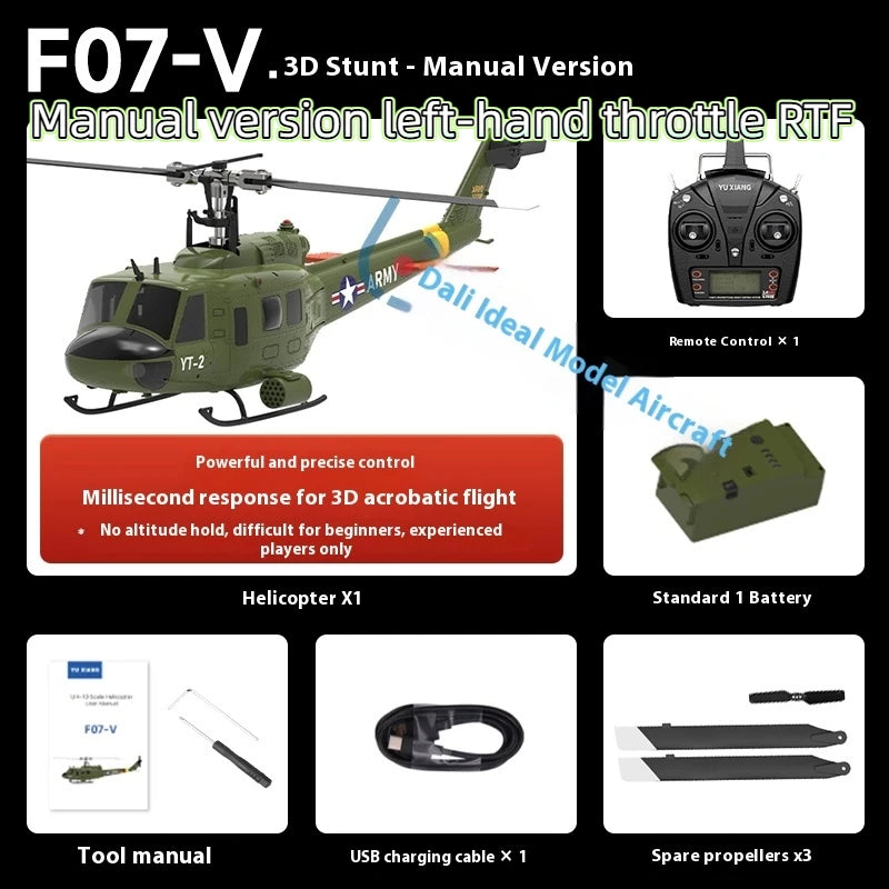 Yuxiang F07 intelligent version/F07V manual version UH1 Huey remote-controlled helicopter 3D stunt helicopter