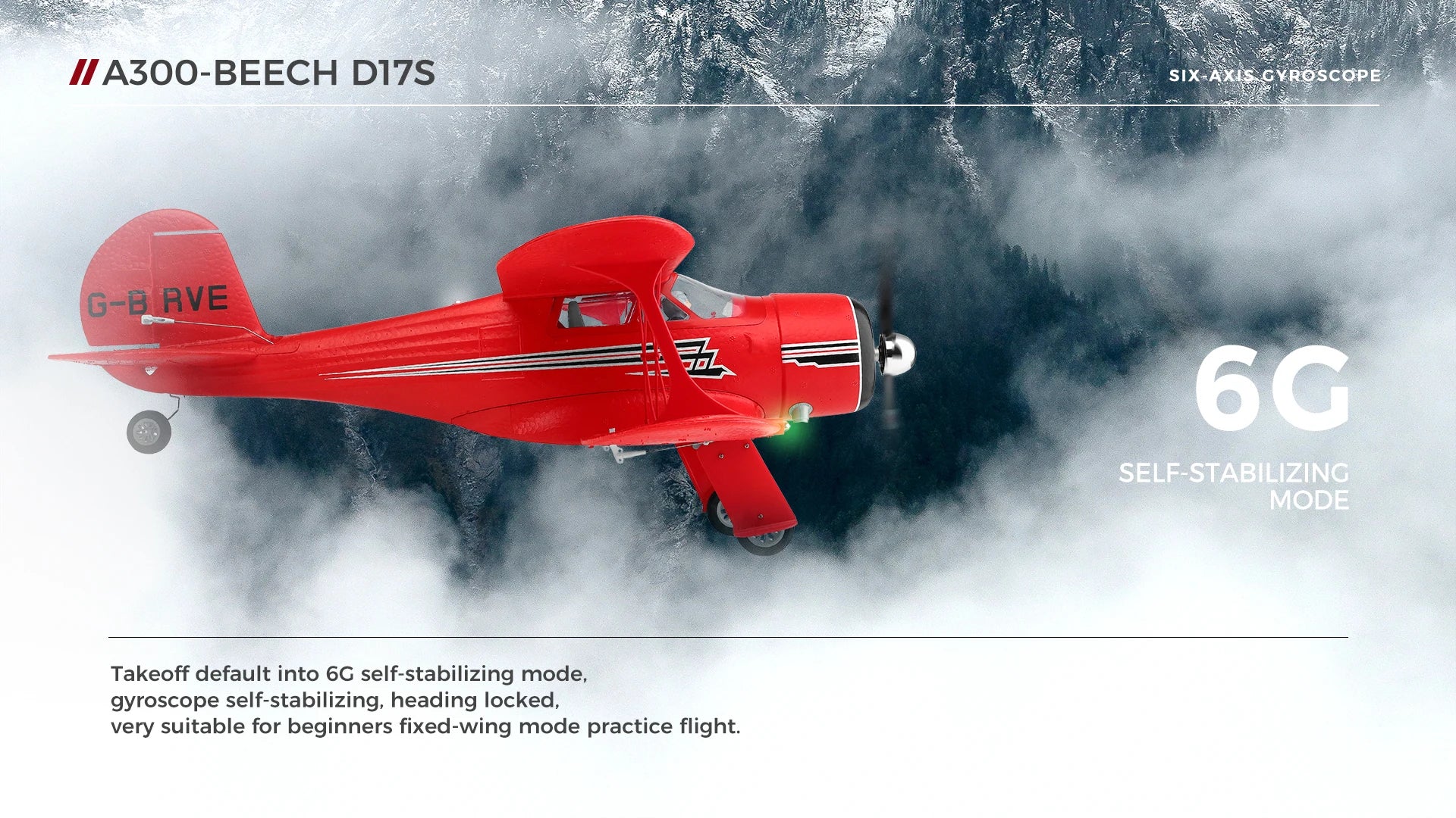 WLtoys XK A300 Beech-D17S RC Plane 4CH Brushless Motor Double Wings Remote Control Airplane 3D6G Aircraft Toys for Kids Adults