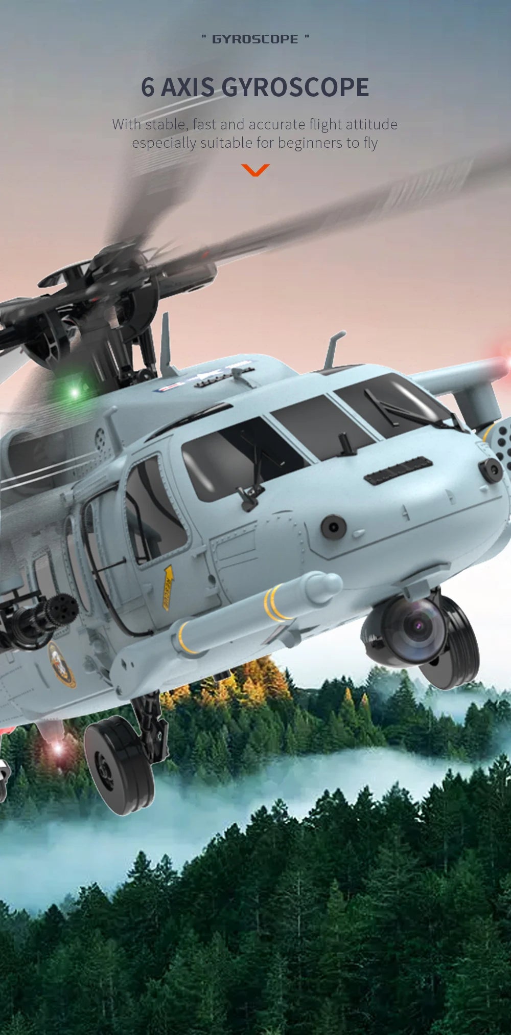 YXZNRC F09-H RC Helicopter 1:47 SH60 2.4G 6-Axis Gyroscope 8CH GPS Optical Flow Positioning 5.8G FPV Brushless Flybarless RTR