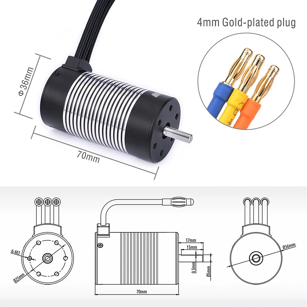 Surpass Hobby Rocket 2845 F540 3650 3660 3665 3670 3674 4068 Waterproof Brushless Motor for 1/10 1/12 RC Car Robot WLtoys 12428
