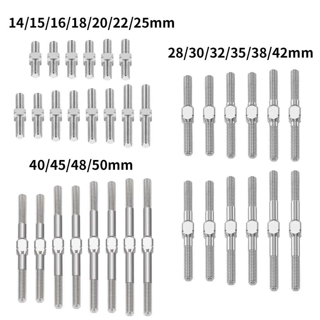 AXSPEED 1Pair Titanium Alloy M3 Left and Right Thread Dual Head Threaded Bar Double End Thread Rod Stud Bolt 14-50mm