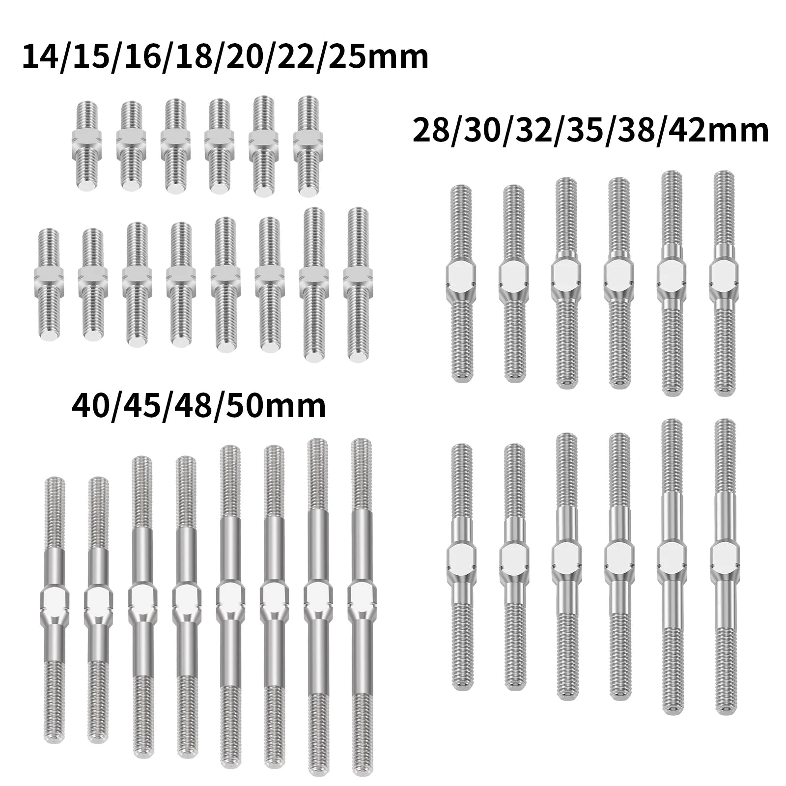 AXSPEED 1Pair Titanium Alloy M3 Left and Right Thread Dual Head Threaded Bar Double End Thread Rod Stud Bolt 14-50mm