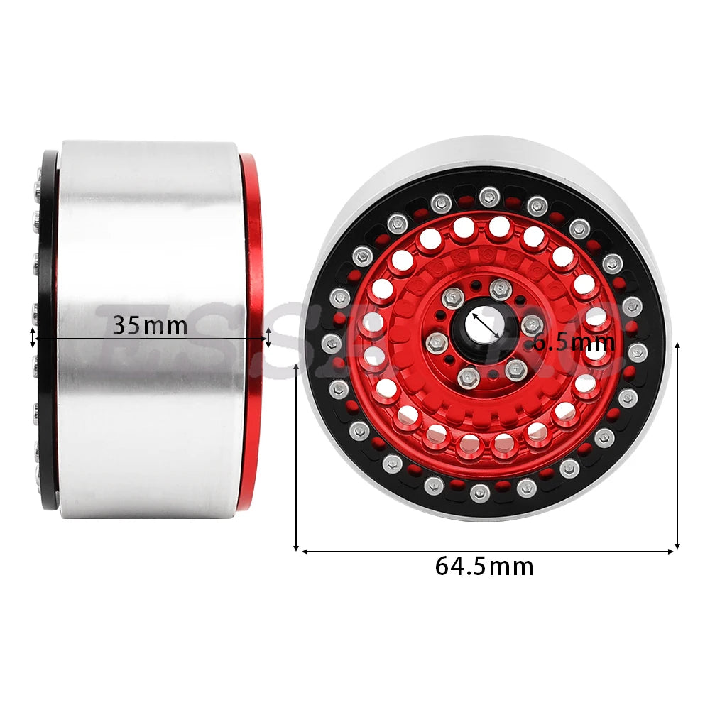 2/4Pcs 2.2 Inch Metal Alloy Beadlock Wheel Hub Rim Rims Aluminum Alloy for TRX4 TRX6 Axial SCX10 III  1/10 RC Crawler