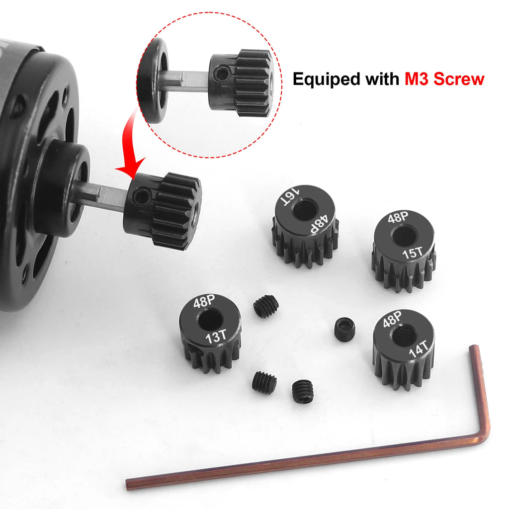 Steel Hardened 48P/32P Pinion Gears 13T 14T 15T 16T 17T 3.175mm Shaft for Traxxas Arrma HSP HPI AXIAL Tamiya Losi 1/10 RC Car