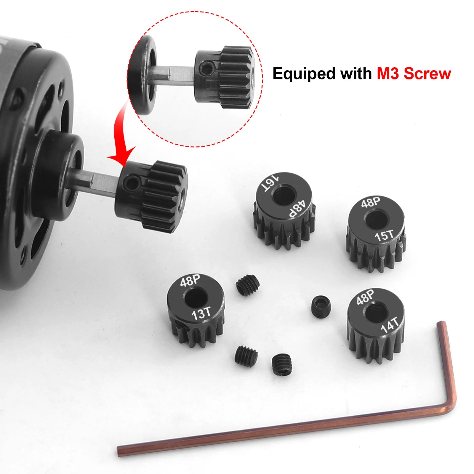 Steel Hardened 48P/32P Pinion Gears 13T 14T 15T 16T 17T 3.175mm Shaft for Traxxas Arrma HSP HPI AXIAL Tamiya Losi 1/10 RC Car