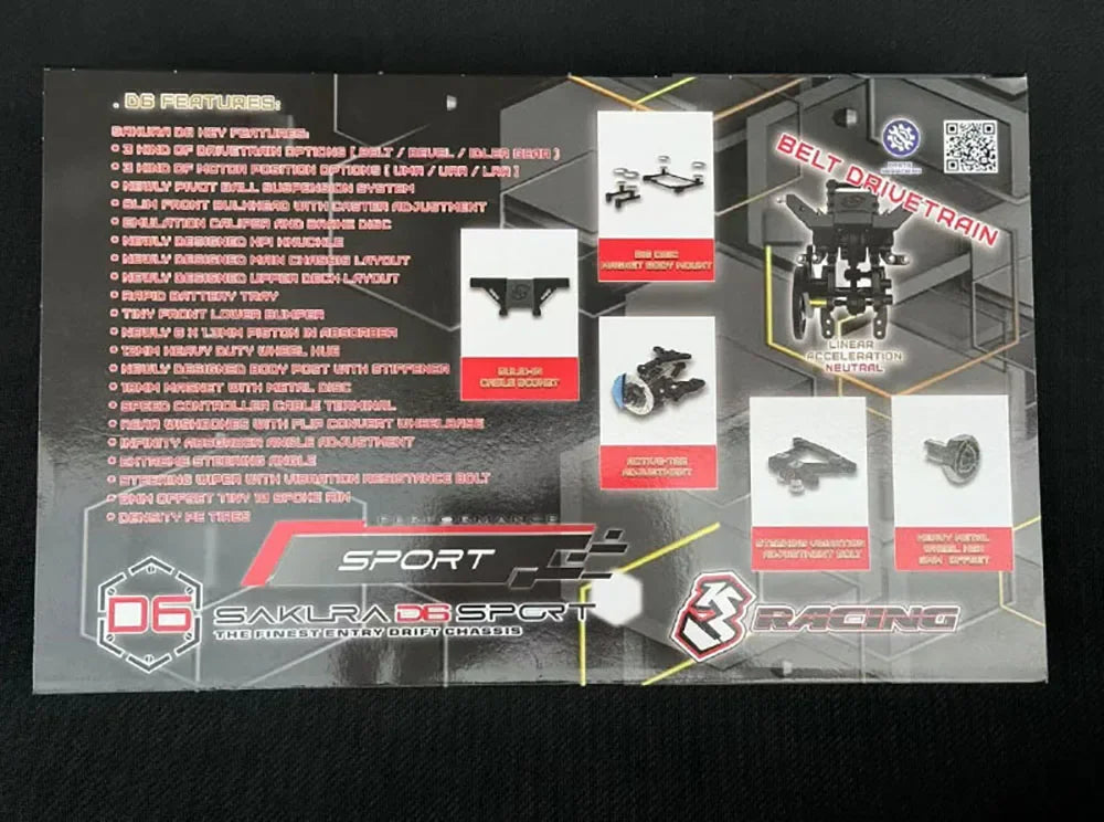 3Racing Sakura D6 SPORT KIT 1/10 RC Electric Remote Control Rear Drive Professional Drift Racing Car
